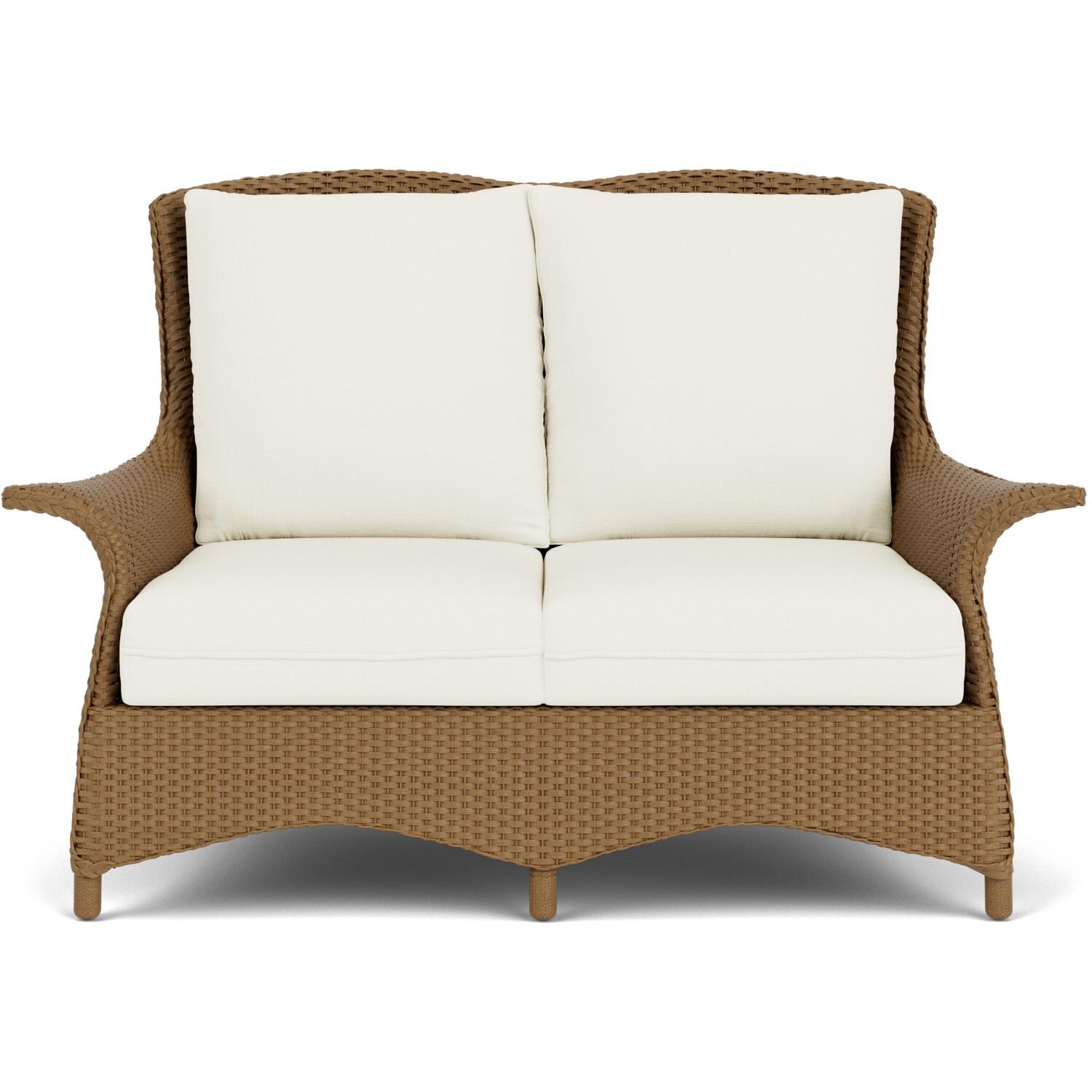 Lloyd Flanders Mandalay Loveseat in Hickory Finish with Sailcloth Salt fabric thumbnail