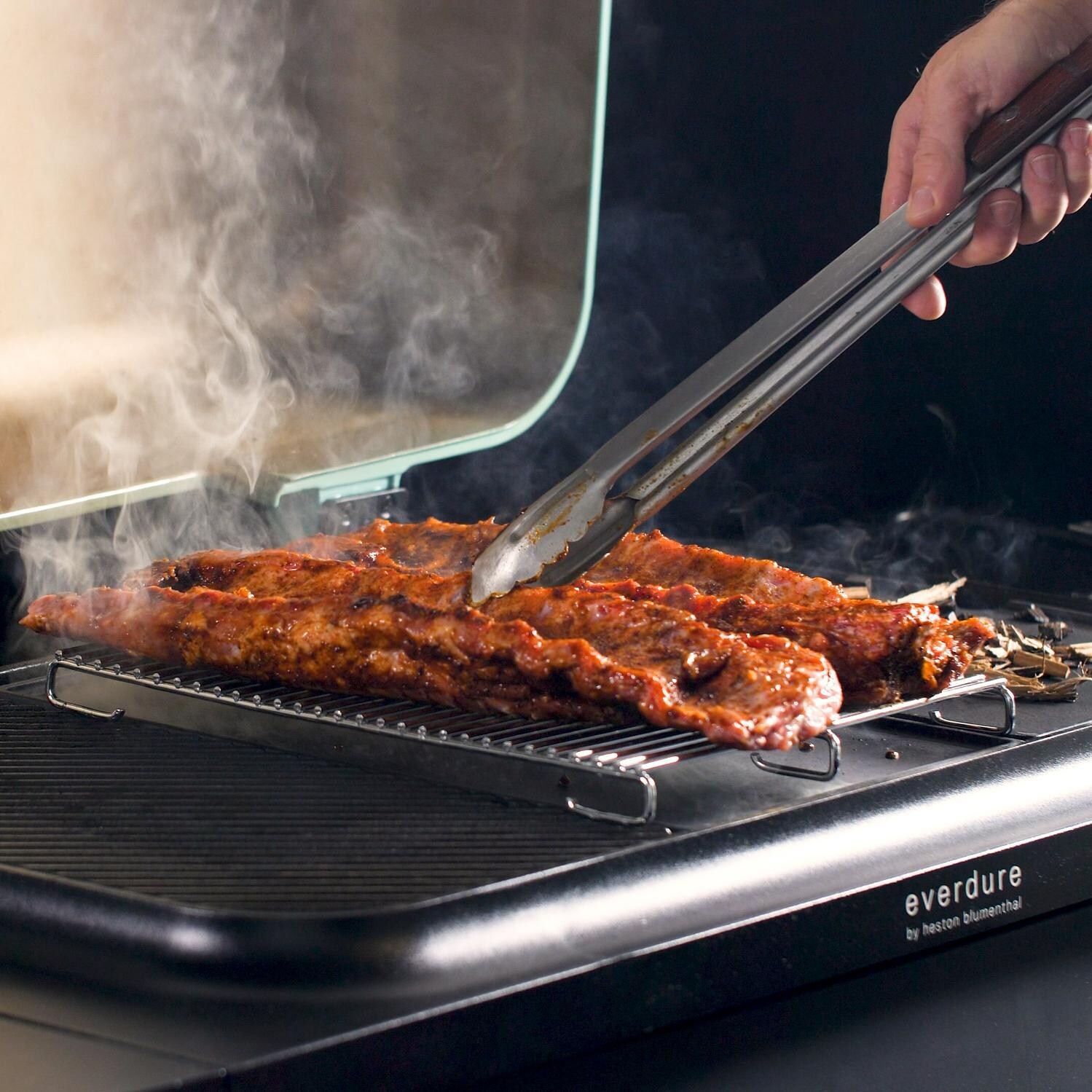 Everdure HBG3PLATELR Outer Flat Plate For FURNACE 52-Inch Propane Grill - Smoking Ribs thumbnail