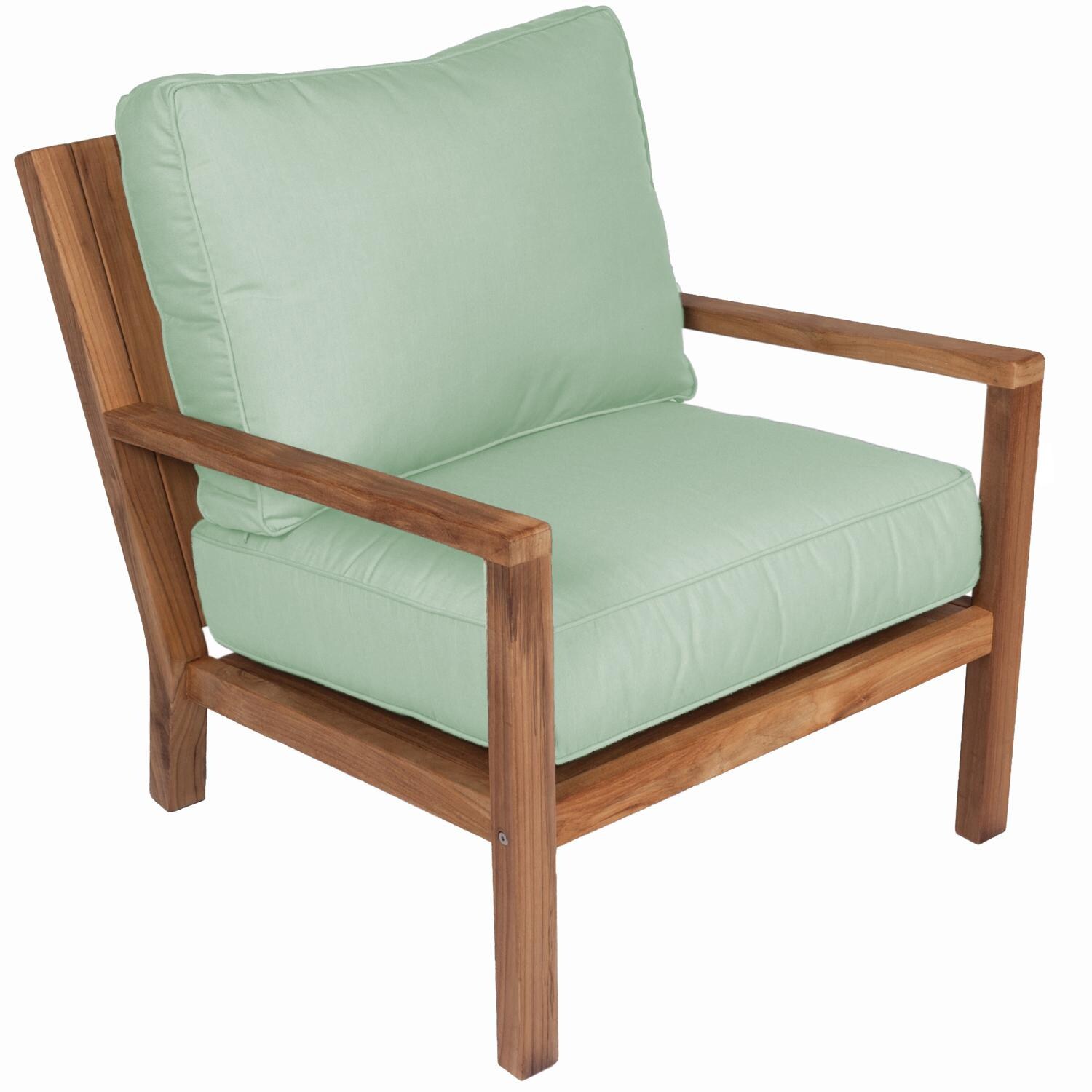 Coastal Teak Patio Club Chair W Sunbrella Canvas Spa Cushions By Royal Teak Collection Bbqguys