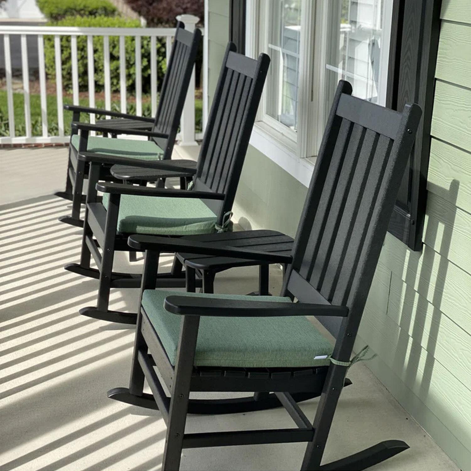 POLYWOOD Vineyard Porch Rocking Chair - Black - Back Porch (Cushion Not Included) - Lifestyle thumbnail