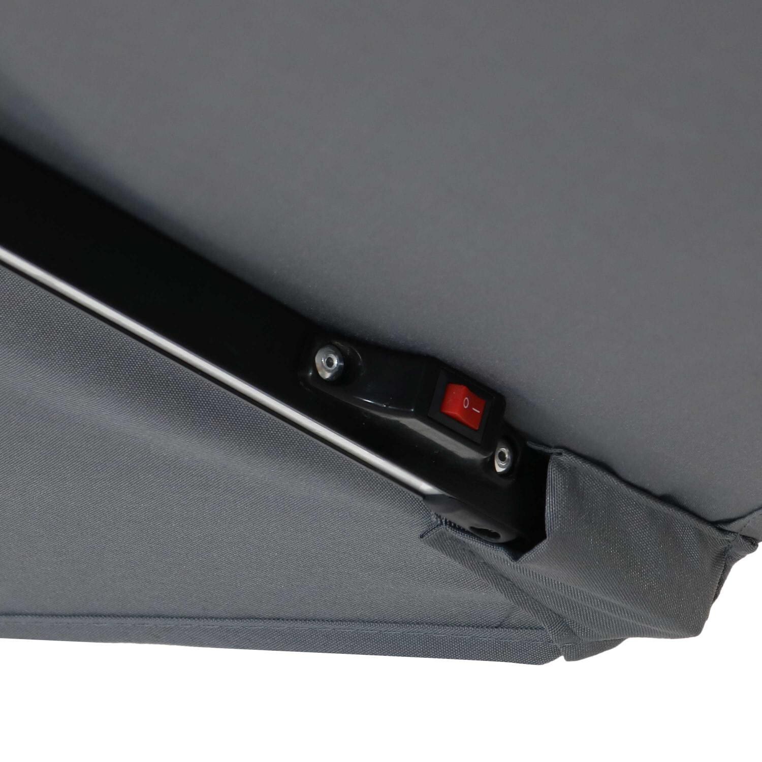 Ultimate Patio 10 Ft. Solar Lighted Patio Cantilever W/ Crank - Smoke - Light Switch thumbnail