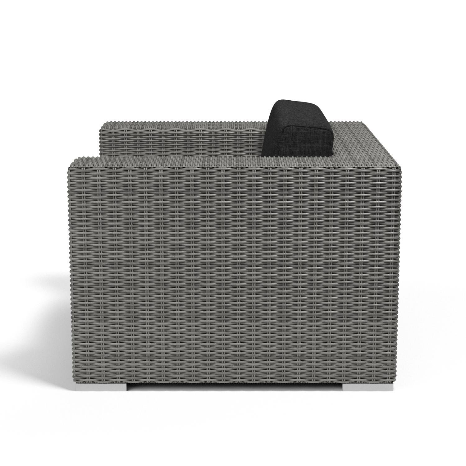 Sunset West - 1802-21-48085 - Emerald II Resin Wicker Patio Club Chair W/ Sunbrella Spectrum Carbon Cushions - Side View thumbnail