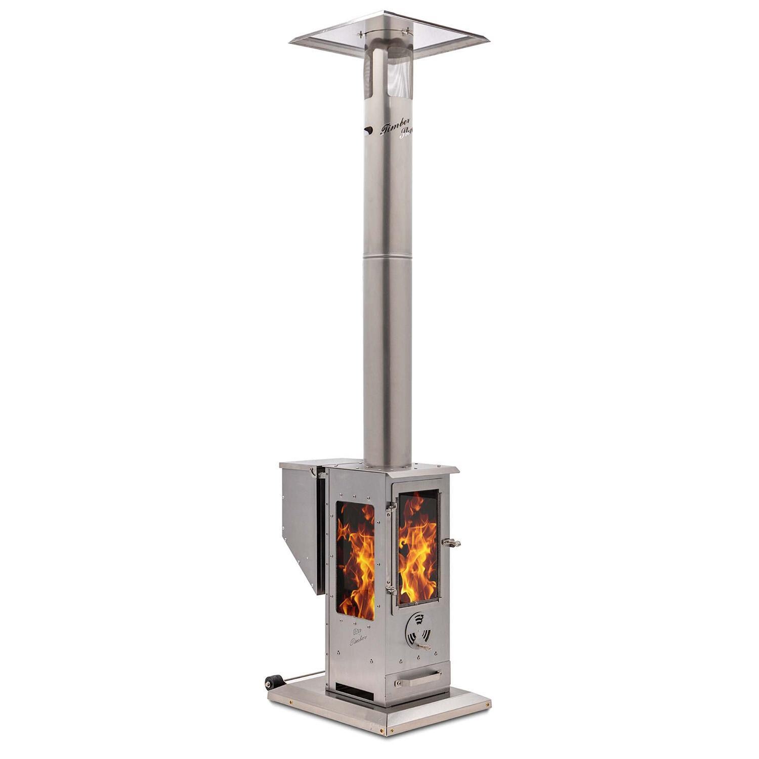 Timber Stoves Revere 22-in 90,000 BTU Pellet Freestanding Patio Heater - Stainless Steel - WPPHRSS1.0