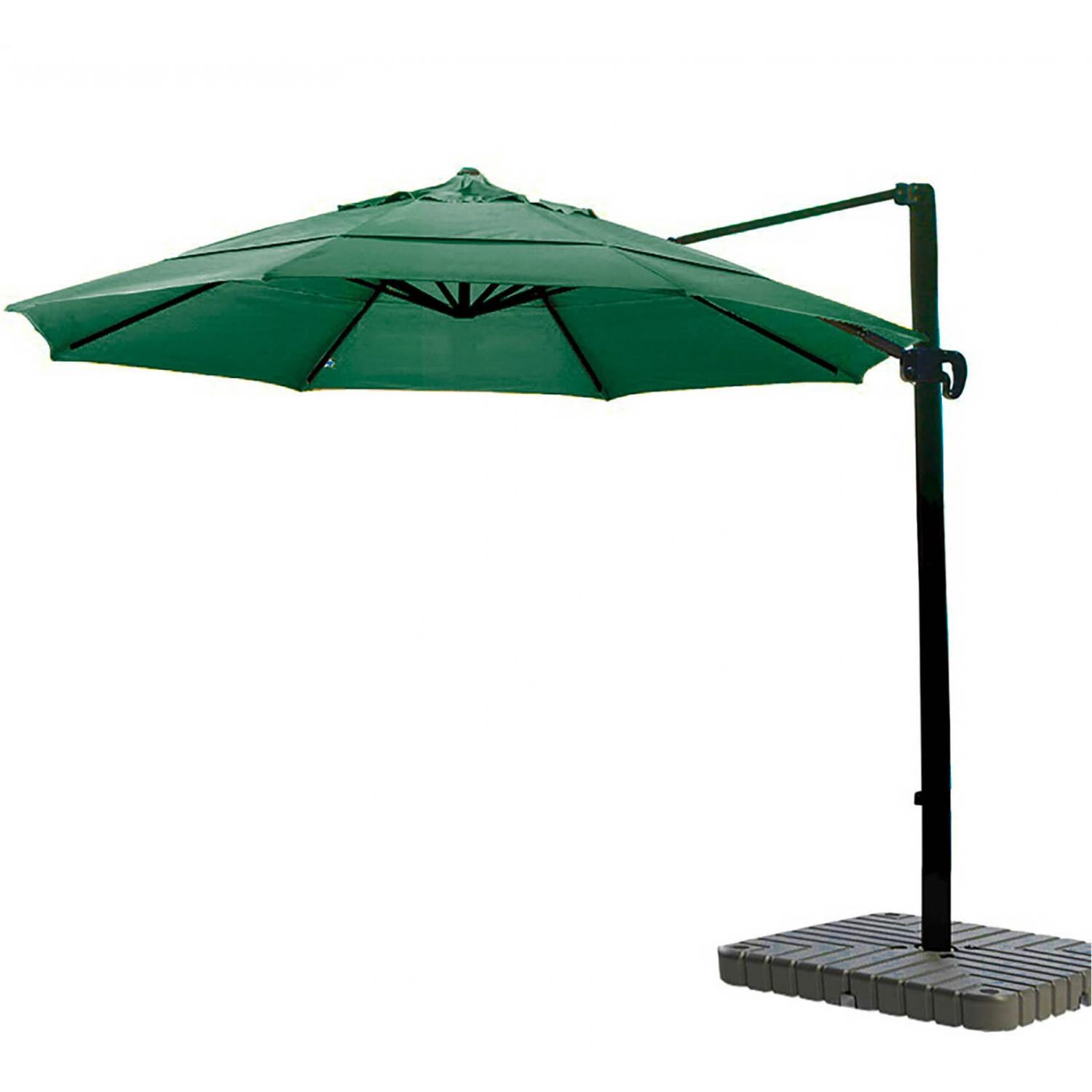 California Umbrella 11 Ft. Octagonal Aluminum Multi-Position Tilt Cantilever Patio Umbrella W/ Crank Lift & Aluminum Ribs - Bronze Frame / Sunbrella Canvas Forest Green Canopy image
