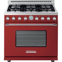 Tecnogas Superiore 36-Inch DECO Natural Gas Range With 6 Burners - Red / Chrome - RD361GCR-C image
