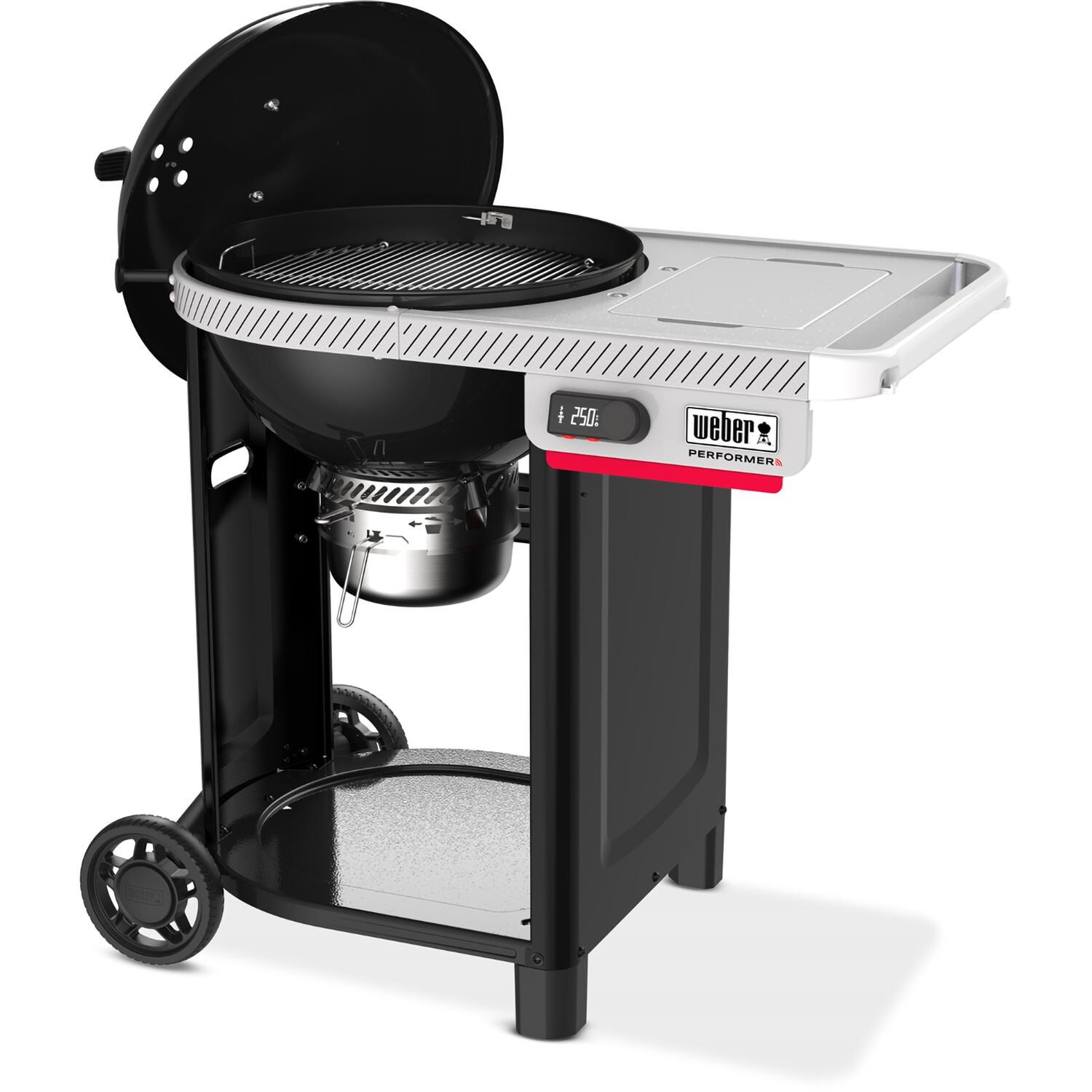 Weber Grills 1501870 Performer 22-in Smart Charcoal Grill - Black - Open - White Background thumbnail