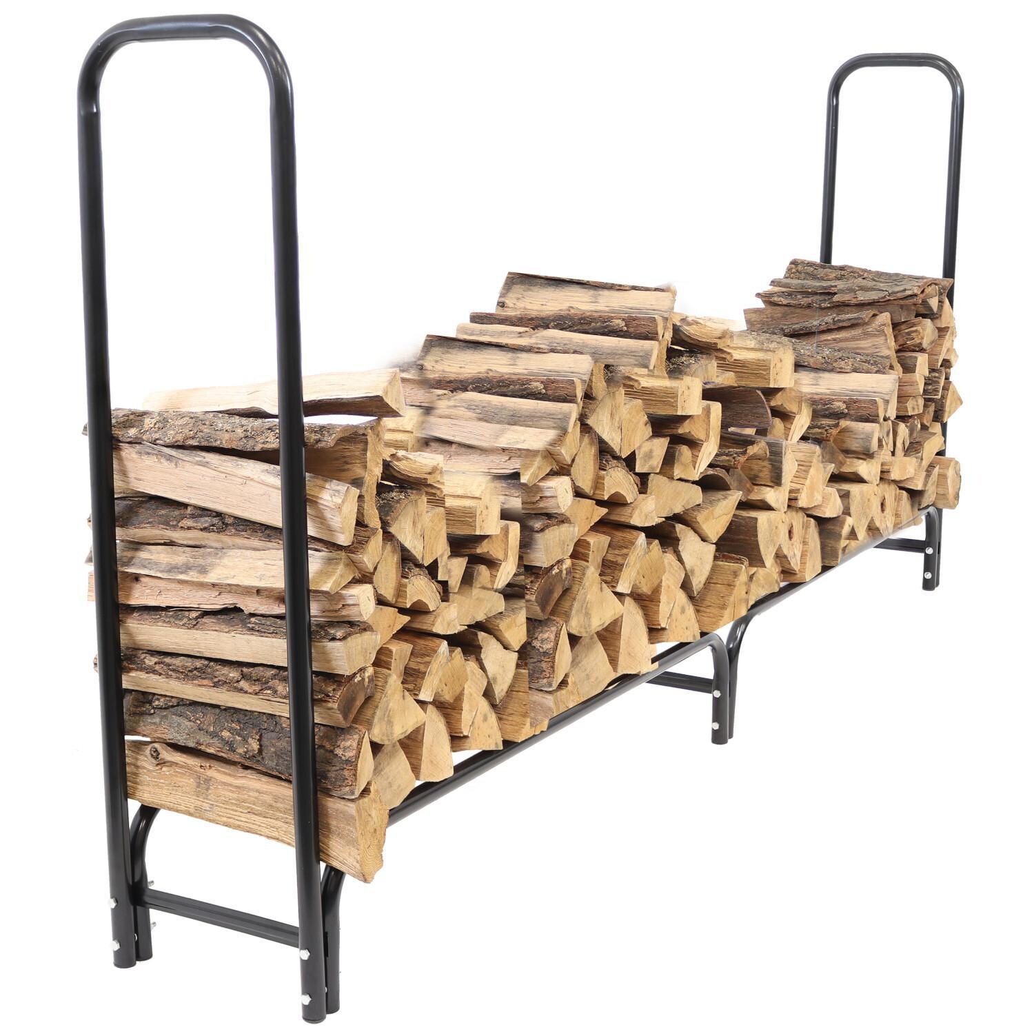 Ultimate Patio SC-QX-8LR-8LRC Firewood Log Rack Log Rack & Cover - 8-Foot - In Use thumbnail