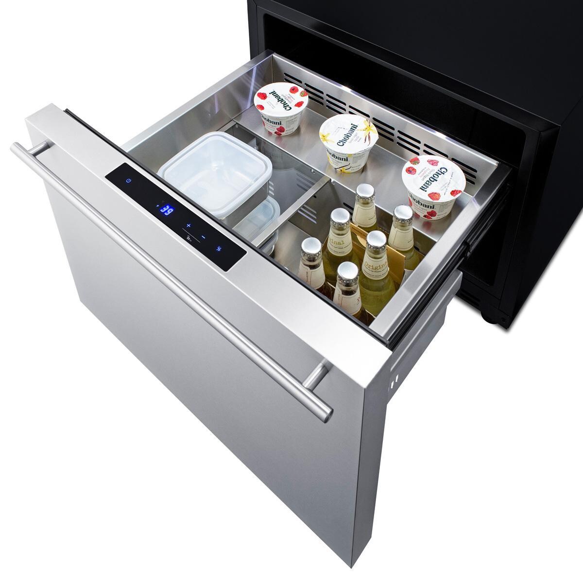 Summit SDR241OS 24-Inch 2 Cu. Ft. Built-In Outdoor Drawer Refrigerator - SS Door & Handle - Drawer Open Full thumbnail