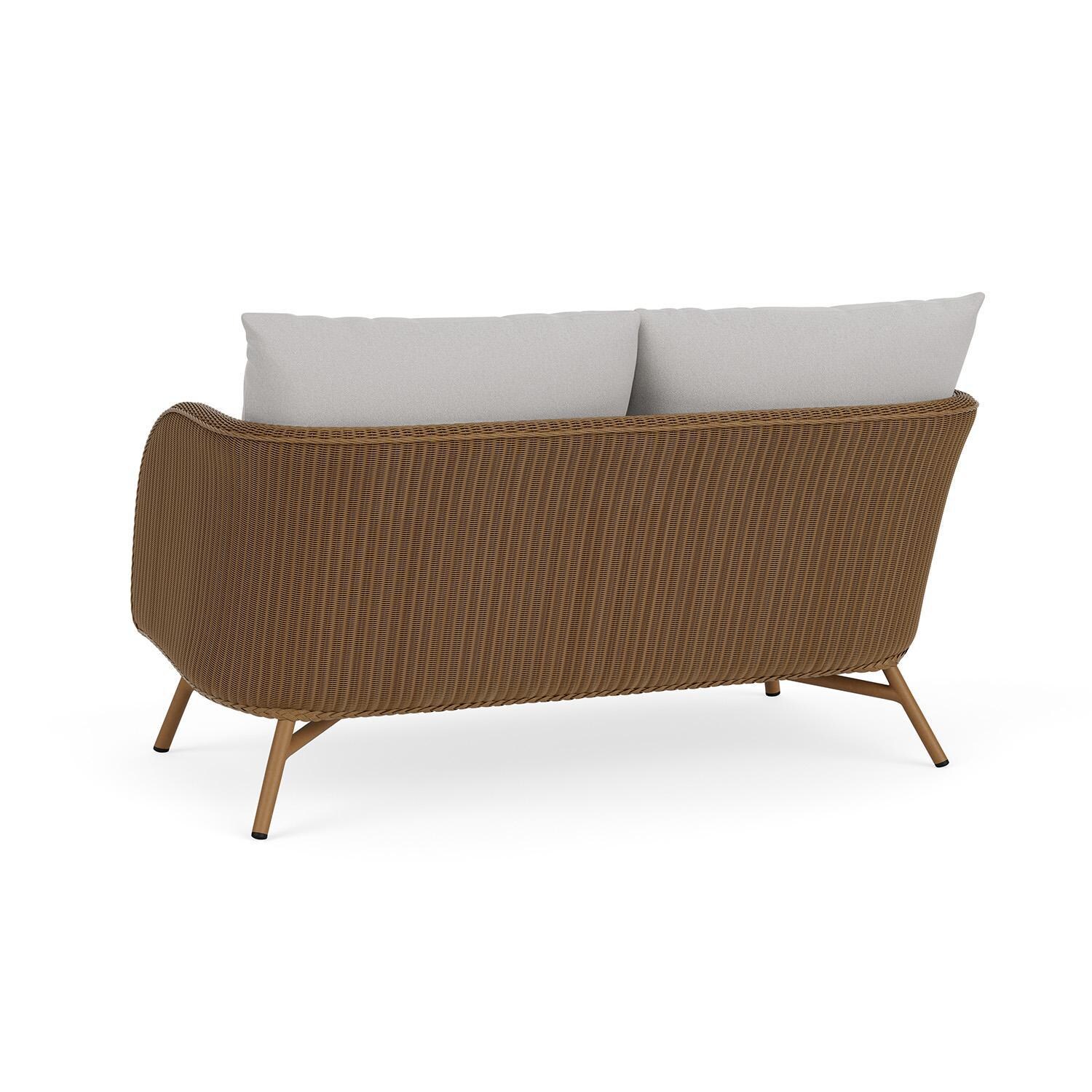 Lloyd Flanders Essence Loveseat W/Tundra Dove Fabric - Hickory Finish - Back Left thumbnail