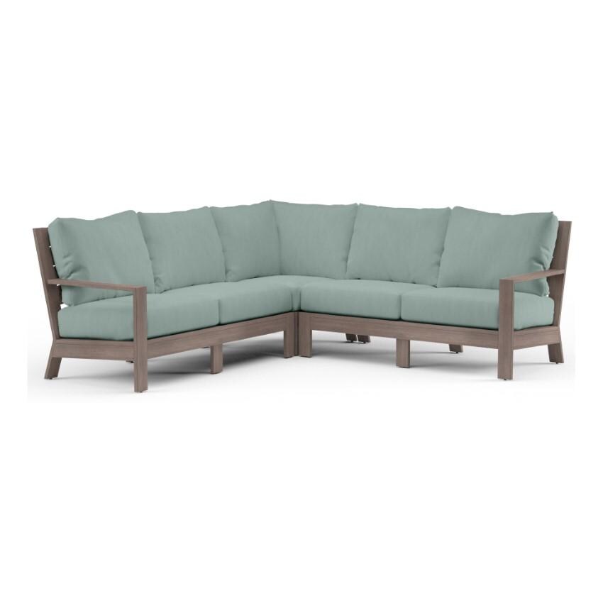 Laguna 5 Person Aluminum Sectional w/ No Welt in Driftwood/Cast Mist by Sunset West - White Background thumbnail