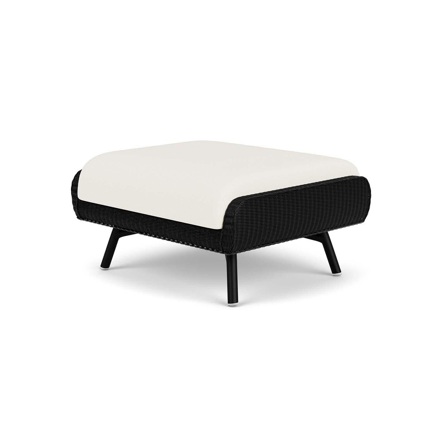 Lloyd Flanders Essence Ottoman W/Sailcloth Salt Fabric - Ebony Finish - Back Right thumbnail