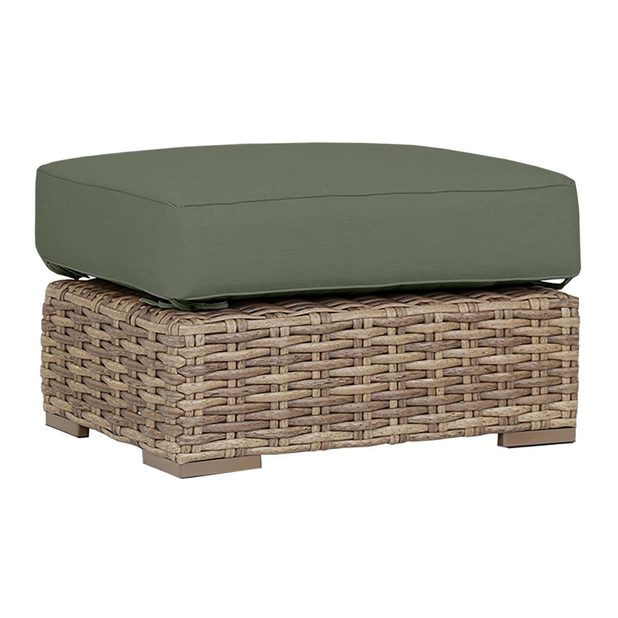 Havana Wicker Ottoman in Tobacco/Cast Sage by Sunset West - White Background thumbnail