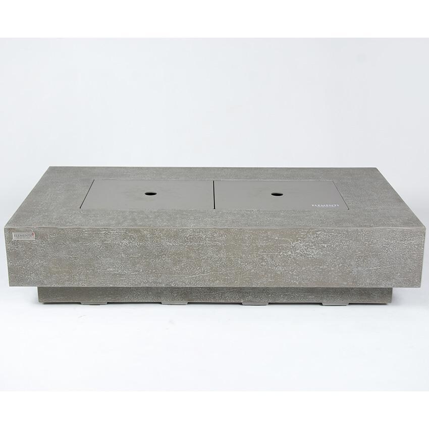 Elementi Riviera OFG415LG-NG 60-Inch Natural Gas Light Gray Fire Pit Table - Front View Covered With Aluminum Lid thumbnail