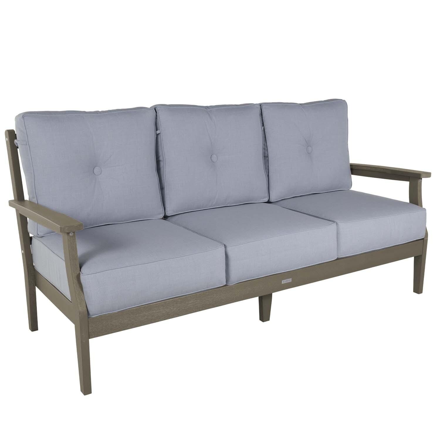 Blushing Bay 6 Pc Recycled Plastic Grand Seating Set in Bliss Dew/Woodland Brown by Lakeview Outdoor Designs - Sofa - White Background thumbnail