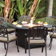 Darlee Elisabeth 7 Piece Cast Aluminum Patio Fire Pit Dining Set image