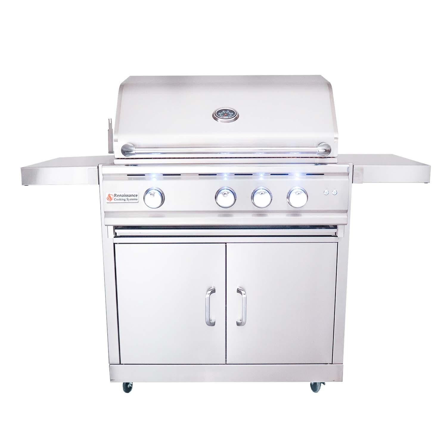 RCS Cutlass Pro 30 Inch Propane Grill w/ Ceramic Briquette Tray Flame Tamers - RON30BLPCK