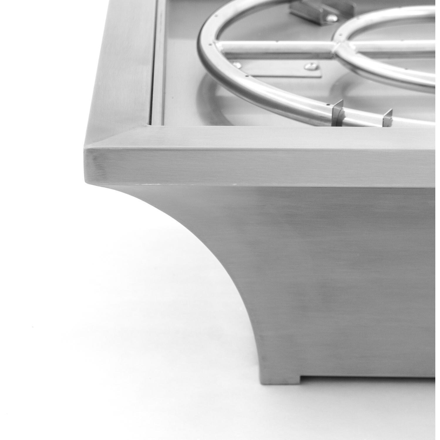 BBQGuys Signature Series Lavelle 24-Inch Square High-Rise Natural Gas Fire Bowl - Stainless Steel - Finish Detail thumbnail
