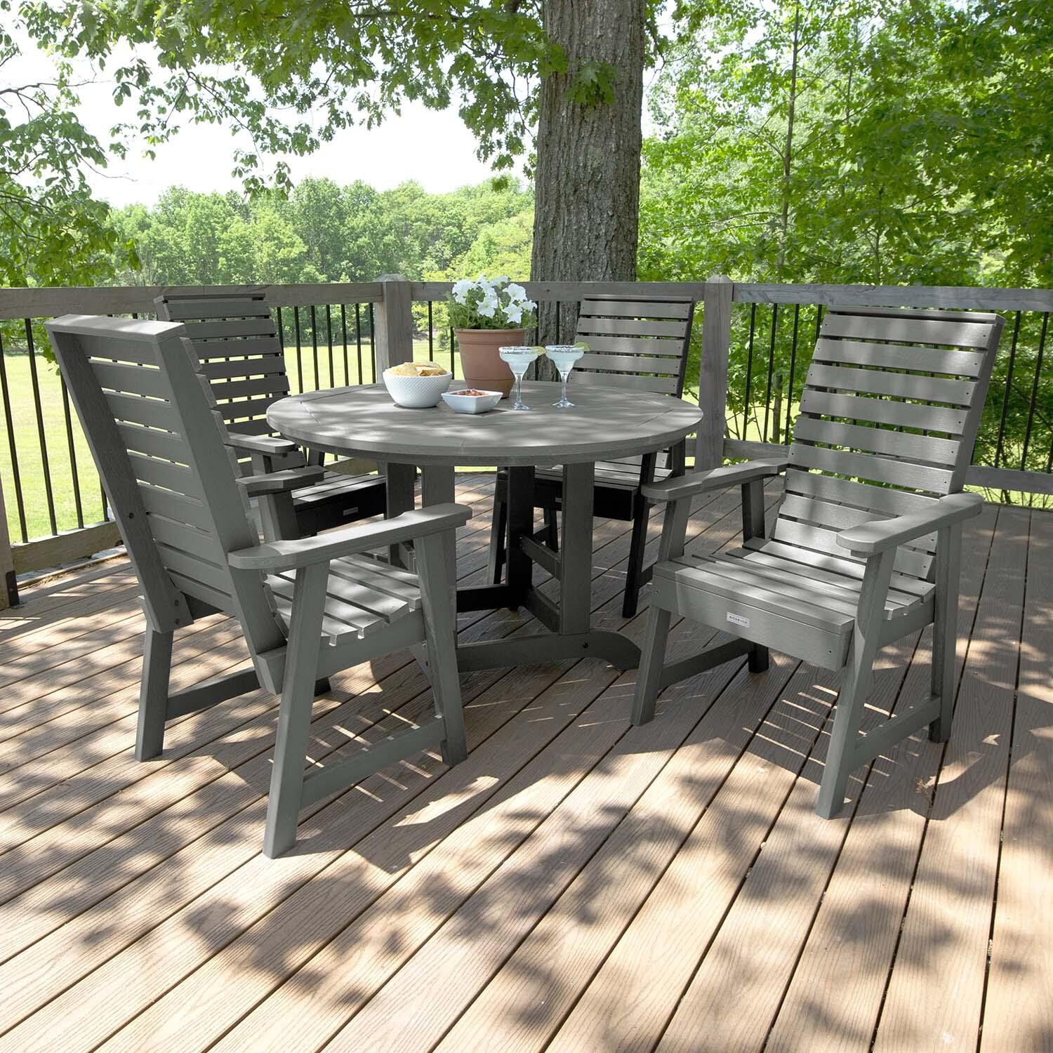 Elm Pointe 5 Pc Recycled Plastic Dining Set in Coastal Teak by Lakeview Outdoor Designs