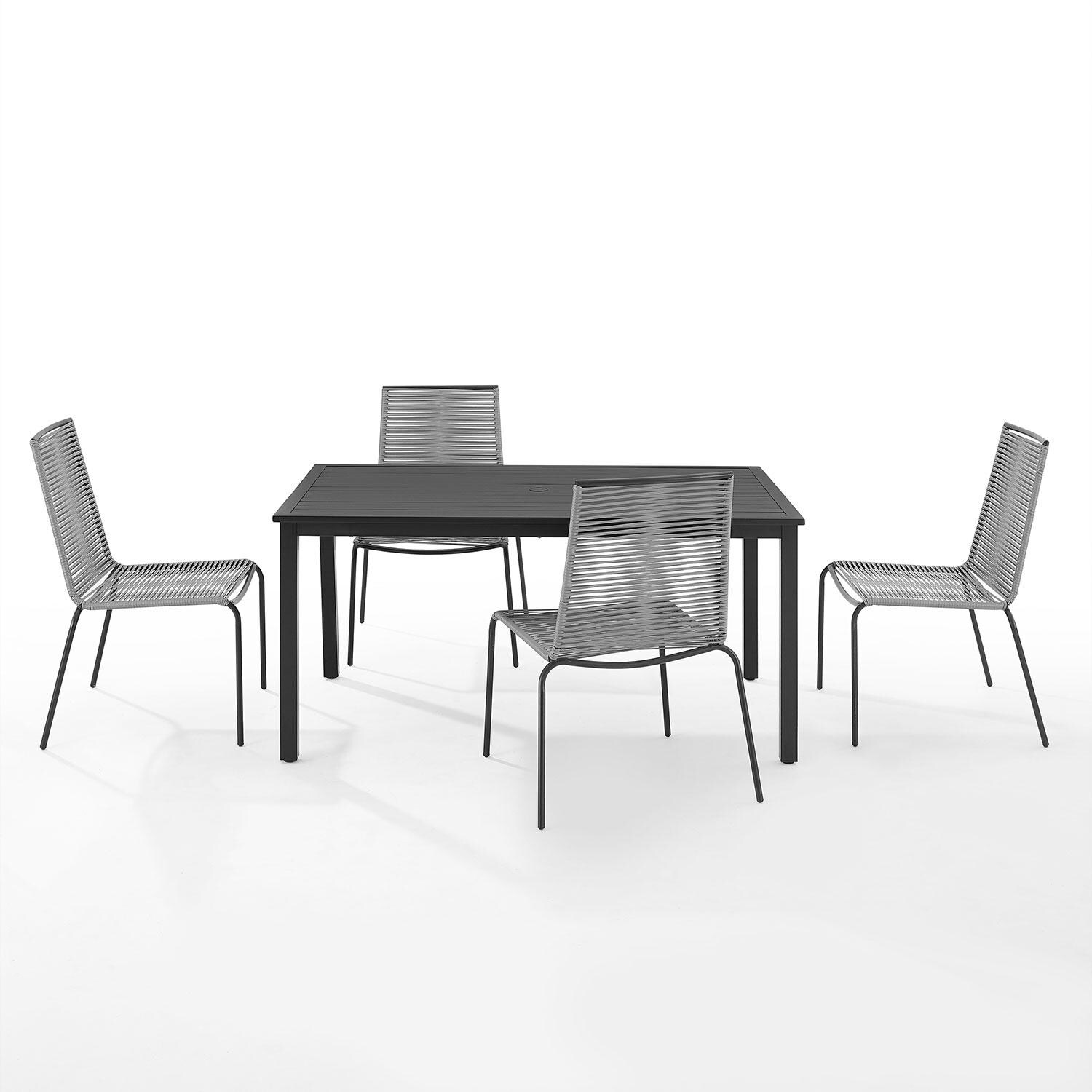 Ultimate Patio UP-92515MB-GY 5Pc Wicker Outdoor Dining Set in Gray - Front View - White Background thumbnail