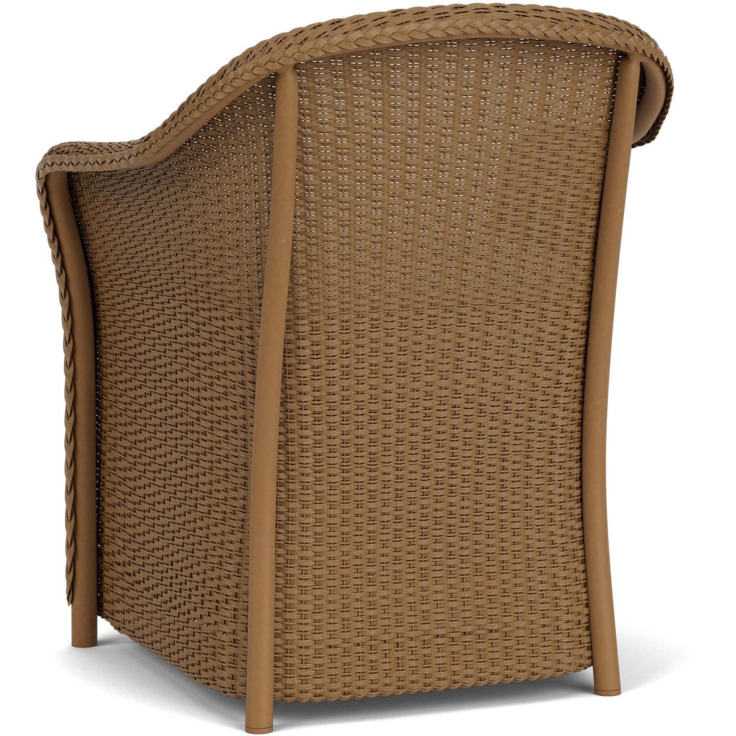 Lloyd Flanders Weekend Retreat Dining Armchair in Hickory Finish W/ Sailcloth Salt Fabric - Back Left thumbnail