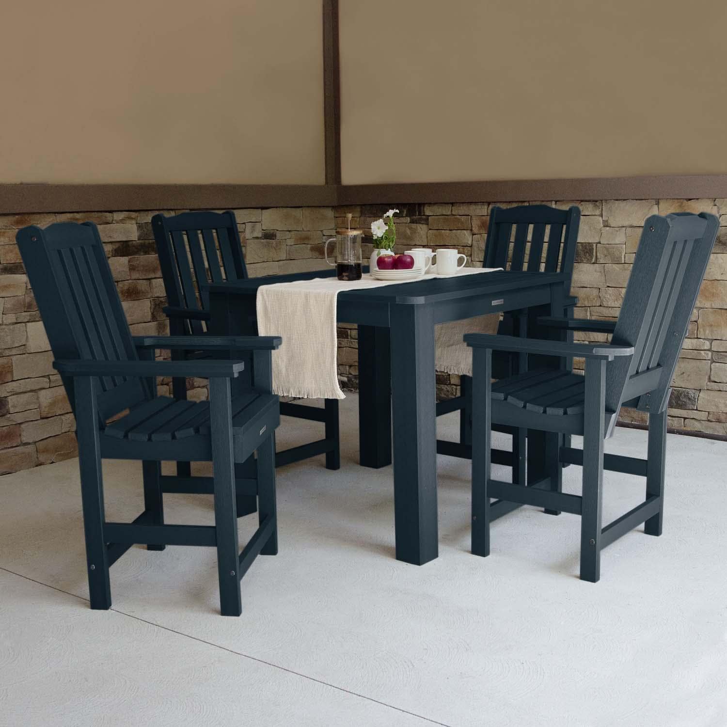 Lakeview Outdoor Designs Hart Lane 5 Pc Recycled Plastic Square Counter Height Dining Set in Federal Blue by - LV-CNL44-FBE