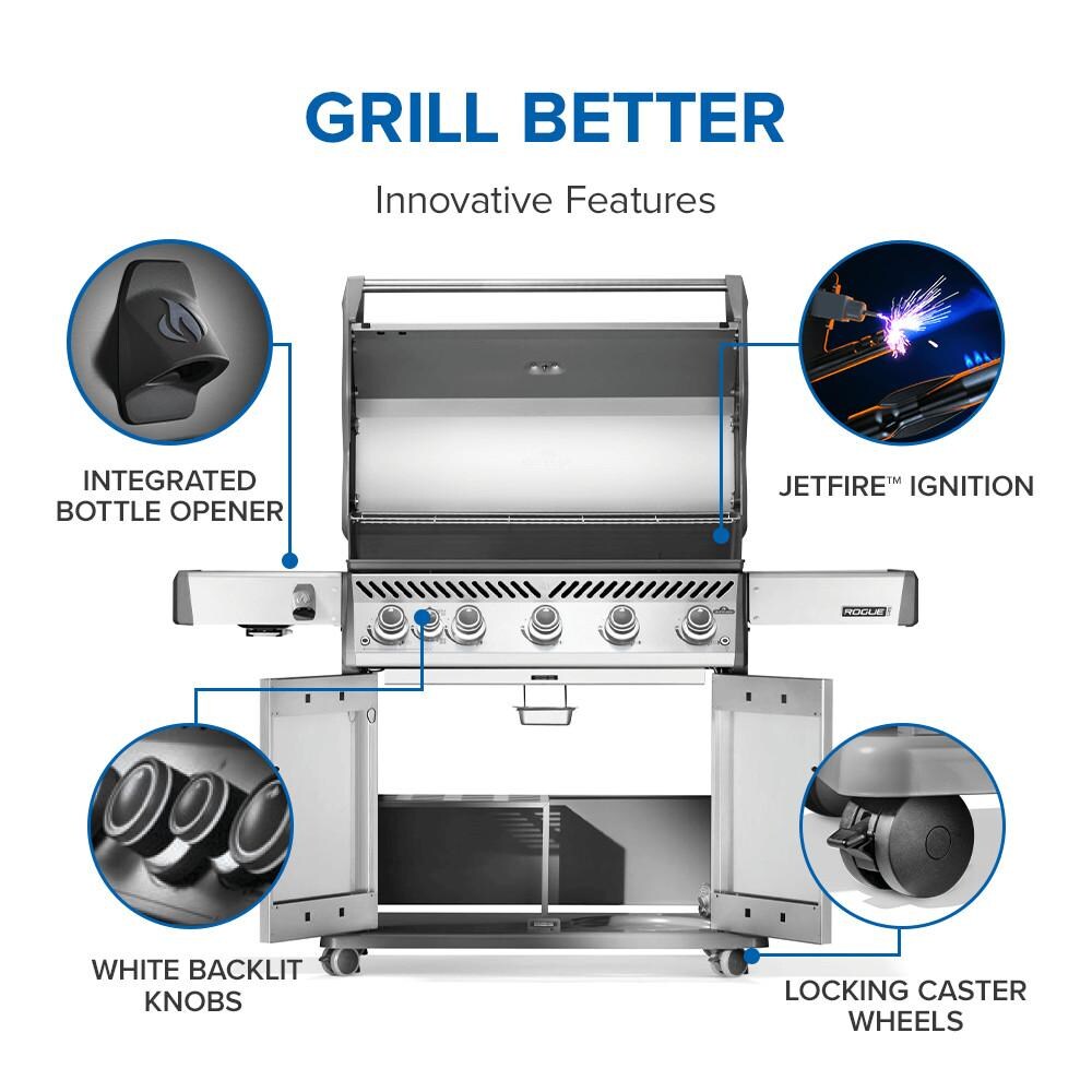 Napoleon RP625SIBNSS-2 Rogue PRO 625 Propane Gas Grill w/ Infrared Side Burner - Stainless Steel - Features - Detail thumbnail