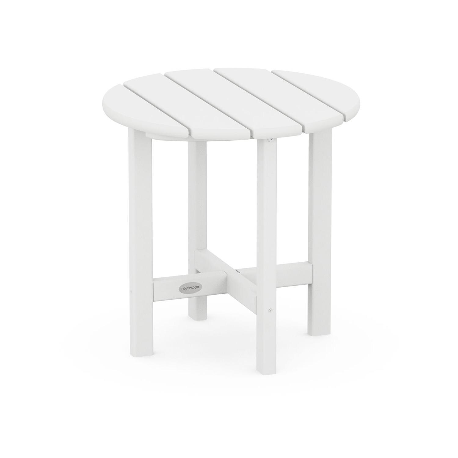18 Inch Round Recycled Plastic End Table in White by POLYWOOD