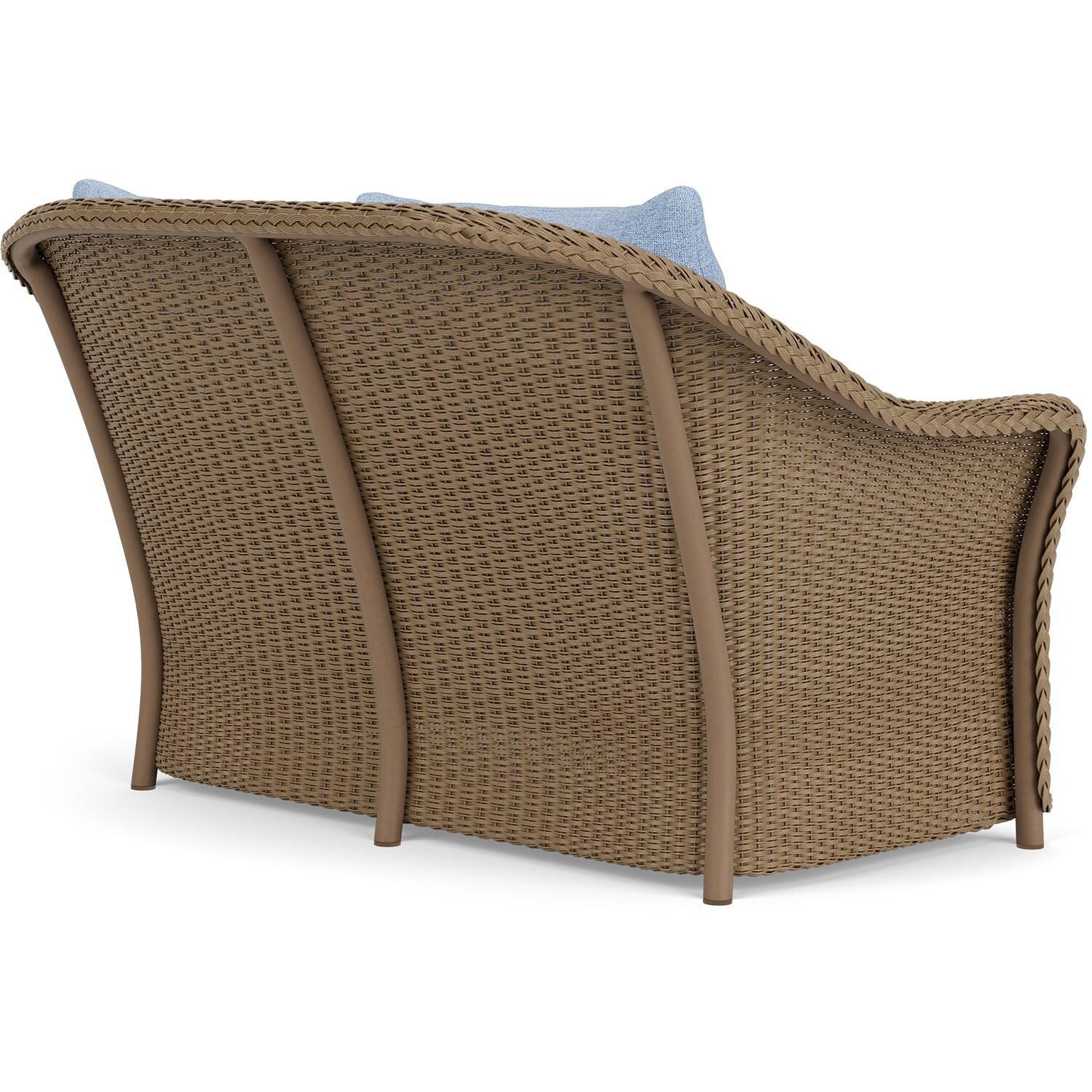 Lloyd Flanders Weekend Retreat Loveseat in Fawn Finish W/ Demo Skyway Fabric - Back Right thumbnail