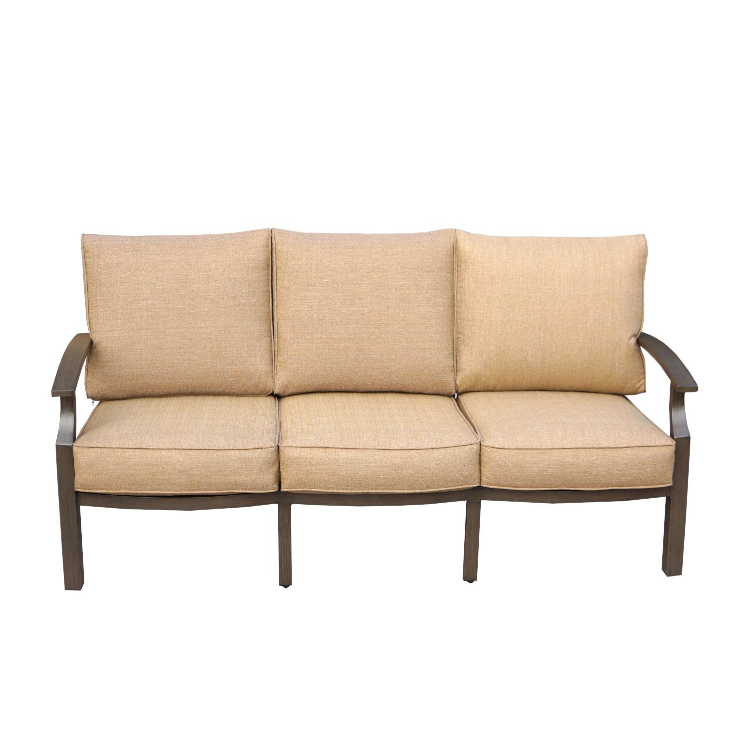 Darlee B/207-4PC-38QB Brooklyn 4 Piece Aluminum Patio Fire Pit Conversation Set w/ Sesame Polyester Cushions - Sofa thumbnail