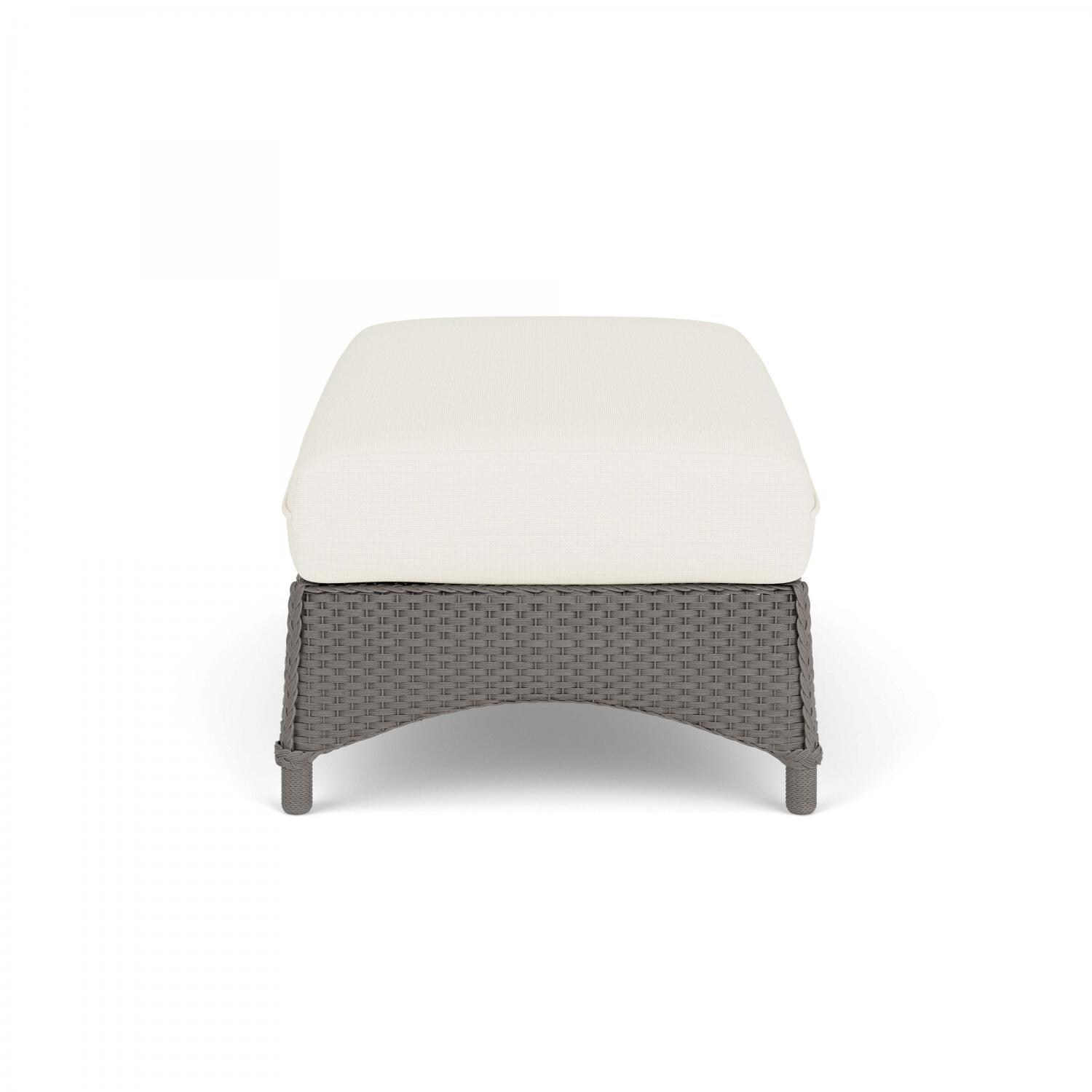 Lloyd Flanders Mandalay Large Ottoman in Pewter Finish with Sailcloth Salt fabric - Side thumbnail