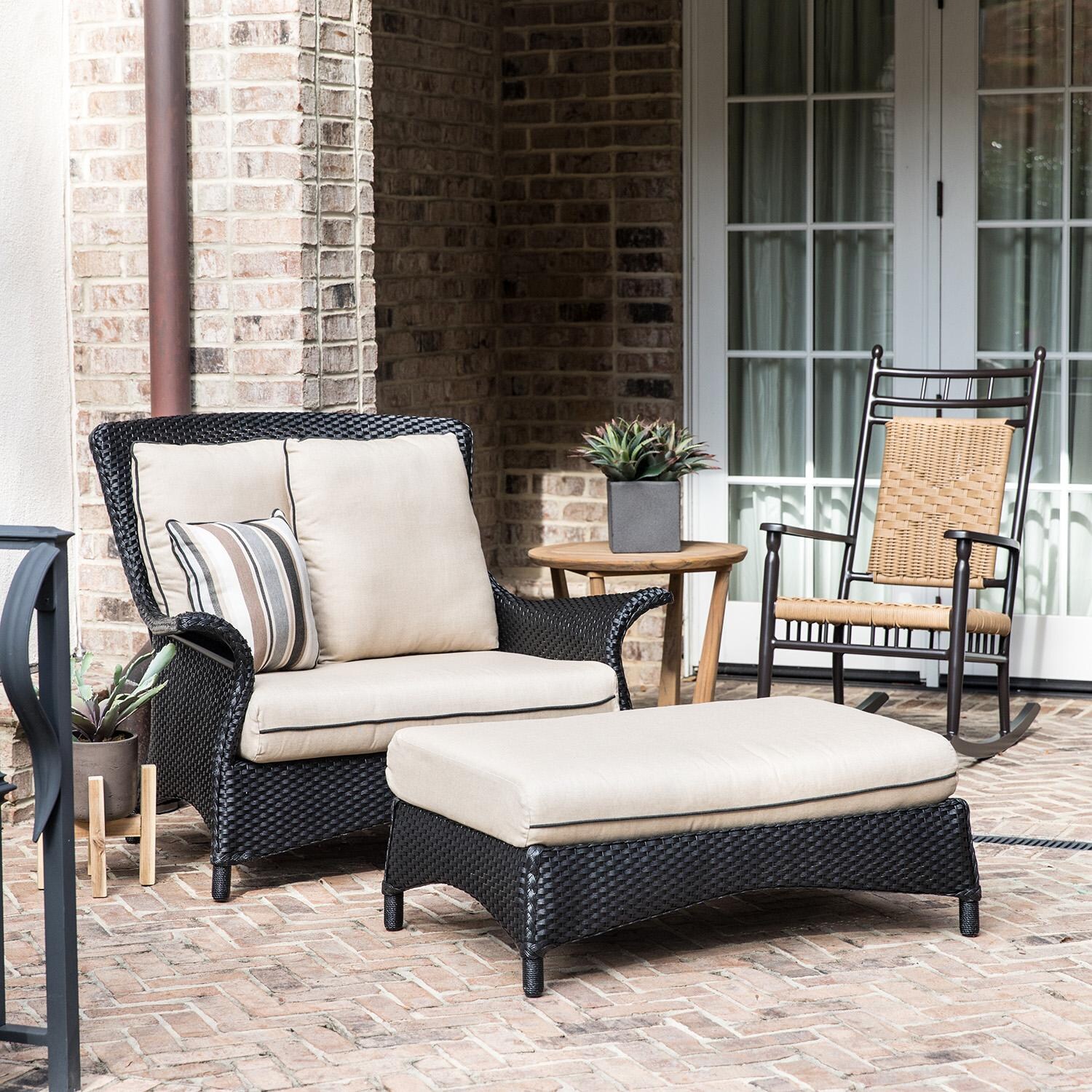 Lloyd Flanders Mandalay Chair and a Half - Shown with Large Ottoman thumbnail