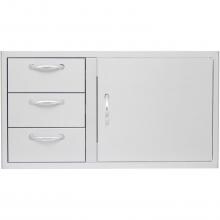 Blaze 39-Inch Stainless Steel Access Door & Triple Drawer Combo - BLZ-DDC-39-R