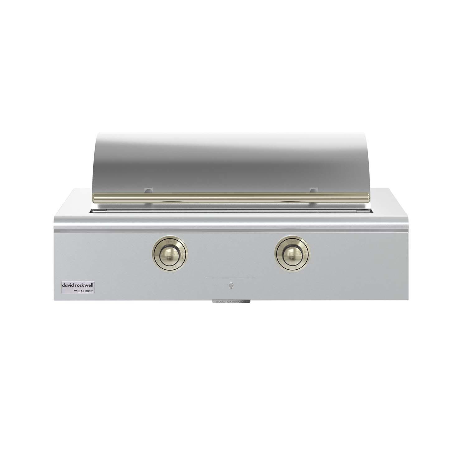 Caliber CRG-42BN00-A-H01 42-in Natural Gas Built-In Rockwell Grill - Brass Hardware - Lid Closed - White Background thumbnail