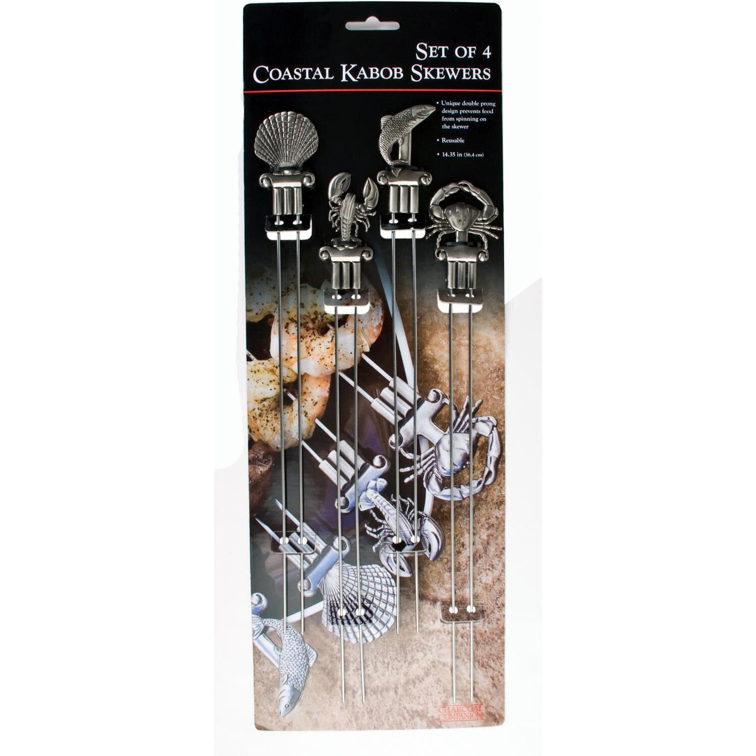 Charcoal Companion 14-Inch Double Prong Coastal BBQ Skewers - Packaged View thumbnail