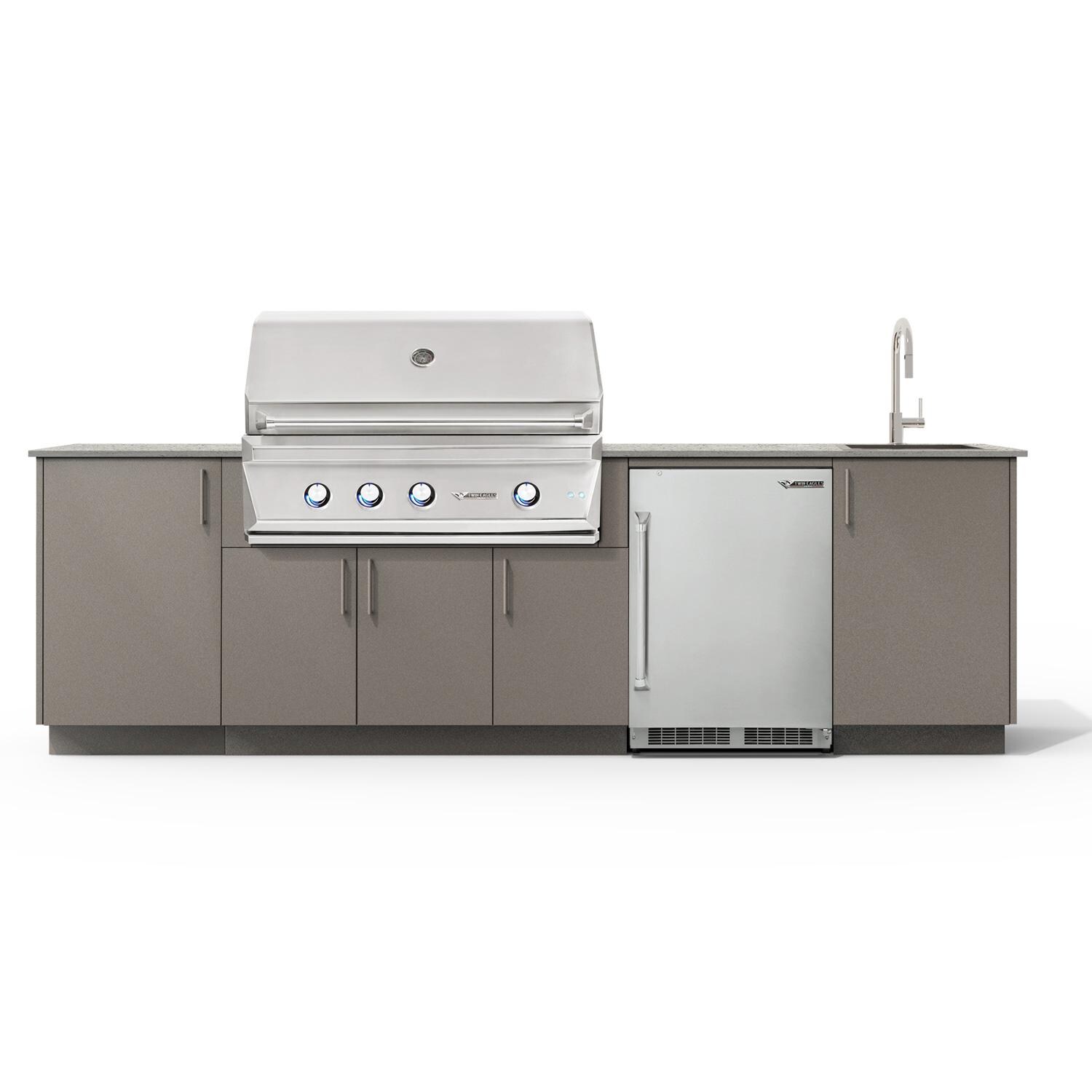 Urban Bonfire Cove 42 Outdoor Kitchen w/ Twin Eagles Propane Grill, Sink, Refrigerator, Keon Dekton Countertop & Clay Finish - B-Cove-42-TwinEagles-Keon-Clay