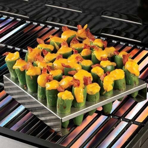 Charcoal Companion 8-Inch Stainless Steel Jalapeno Poppers Grilling Rack thumbnail