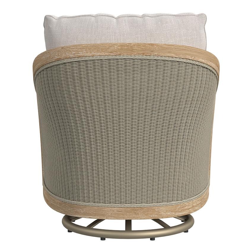 Cambria Teak Swivel Club Chair in Light Wood/Canvas Canvas by Sunset West - Rear - White Background thumbnail