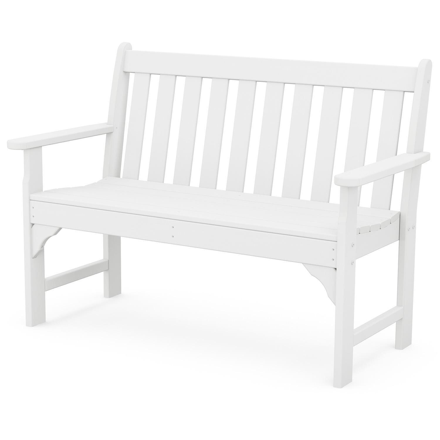 POLYWOOD Vineyard 48-Inch Bench - White - Front View