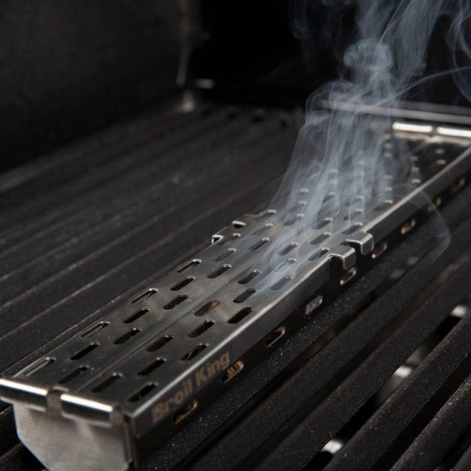 Broil King Stainless Steel Pellet Smoker Box - 60181 - In Use Angled - Lifestyle thumbnail