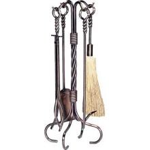 UniFlame 5-Piece Antique Copper Fireplace Tool Set With Ring And Twist Handles - F-1323 image
