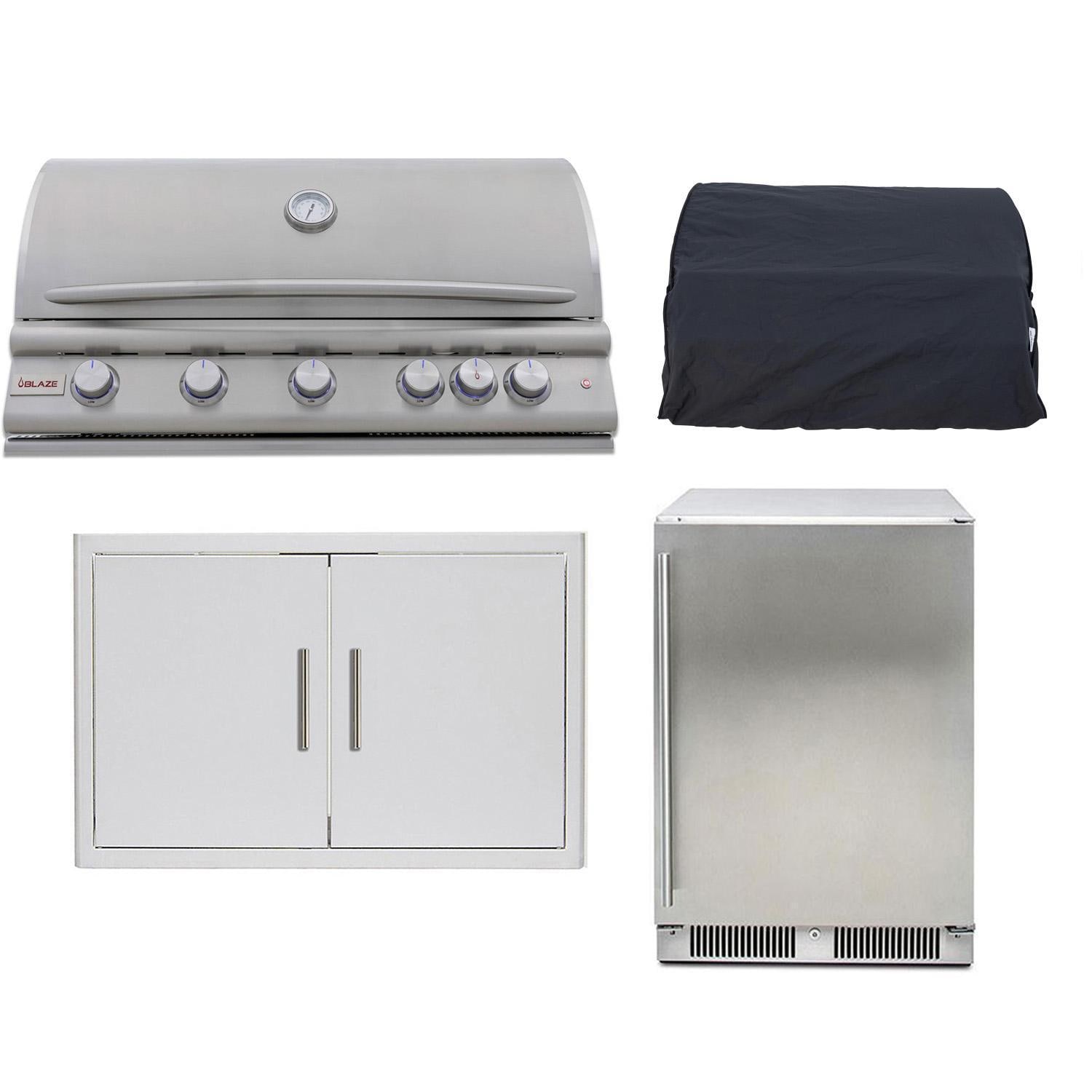Blaze LTE+ 4 Pc 40-in Propane Gas Outdoor Kitchen Package w/ Refrigerator - BLZ-5LTE3-LP + 5LTEPROBICV + BLZ-AD40-R-SC + BLZ-SSRF-5.5