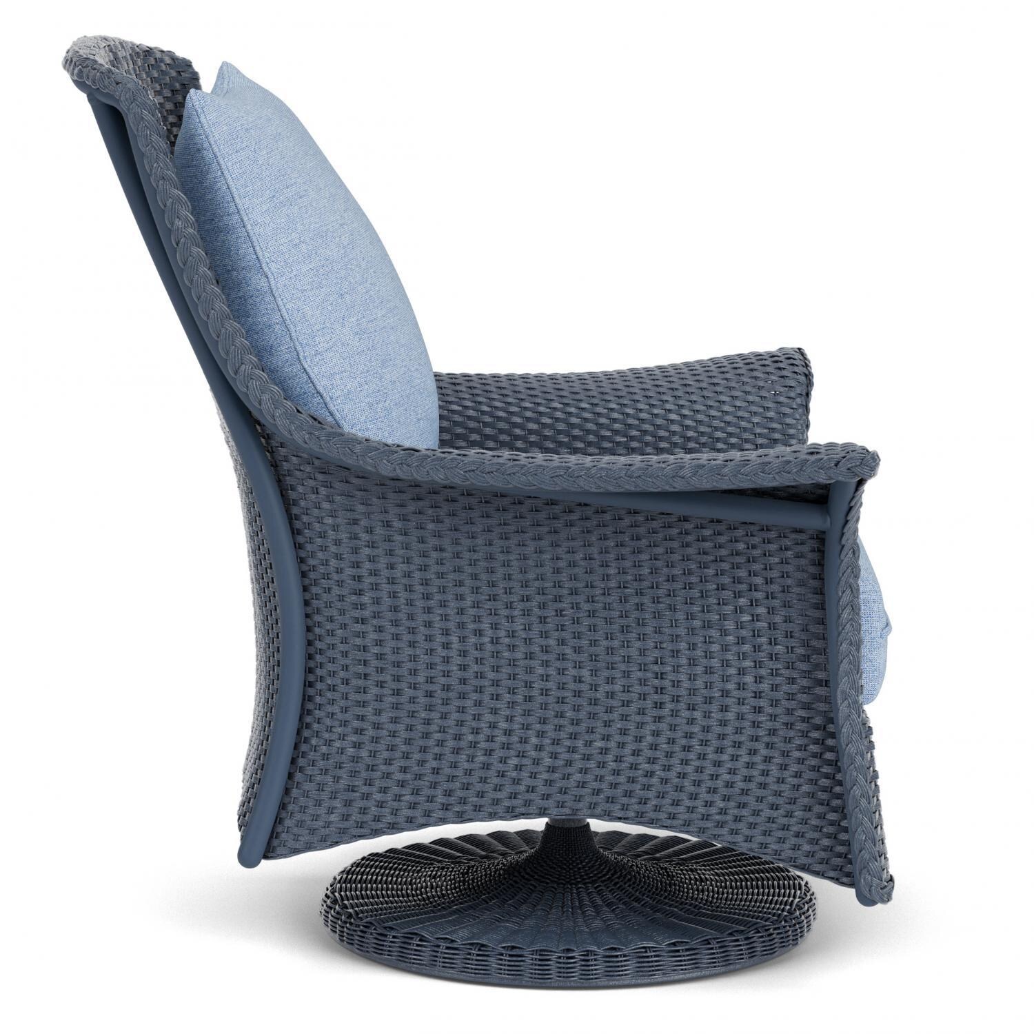 Lloyd Flanders Mandalay Swivel Rocker Lounge Chair in Denim Blue Finish with Demo Skyway Fabric - Side thumbnail