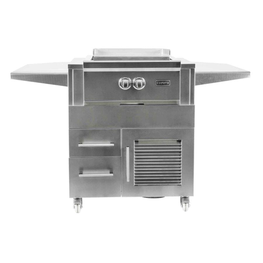 Coyote Built-In Propane Gas Power Burner w/ Coyote Universal Cart and Teppanyaki Grill