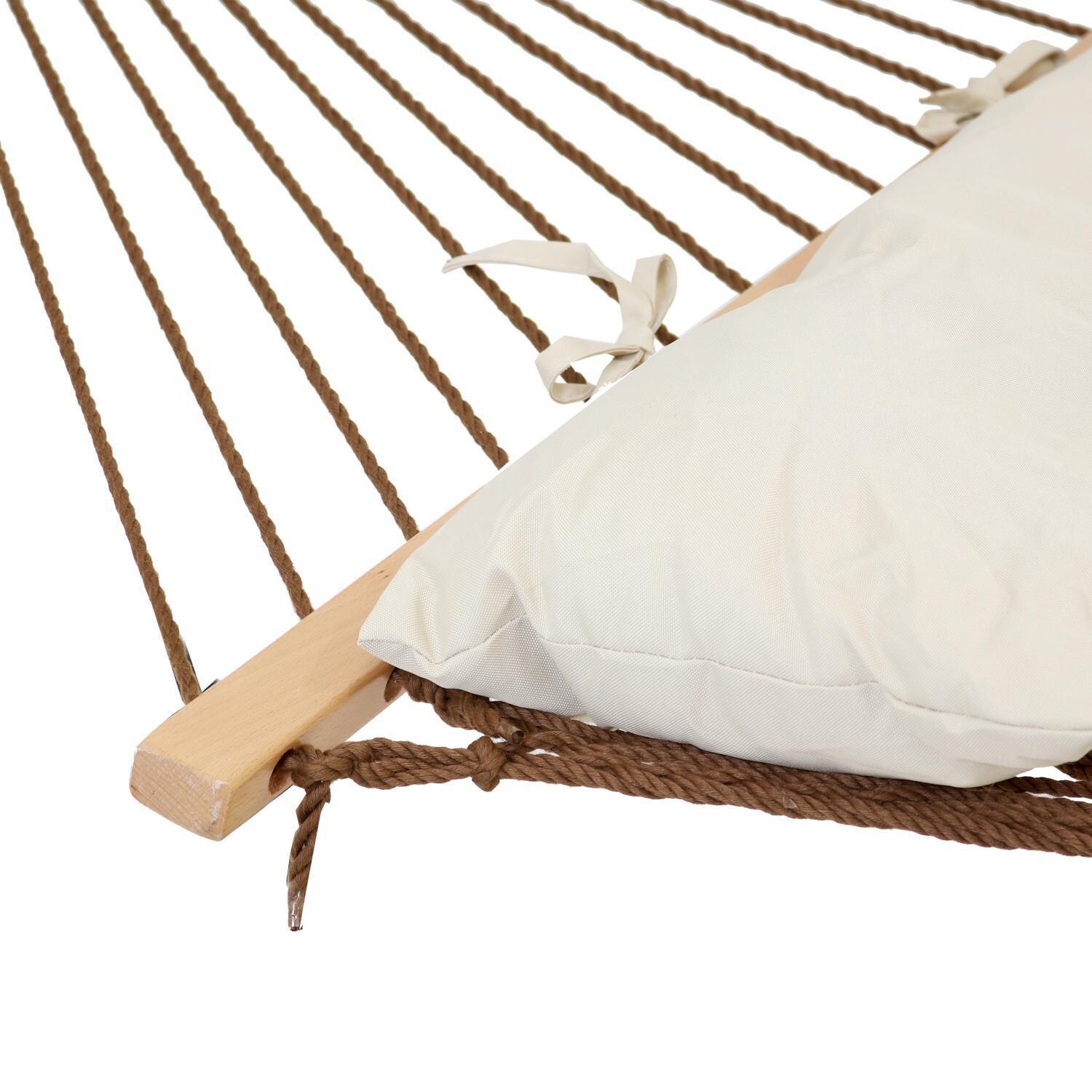 Ultimate Patio Classic Double Rope Hammock w/ Pillow - Brown - Close-Up thumbnail