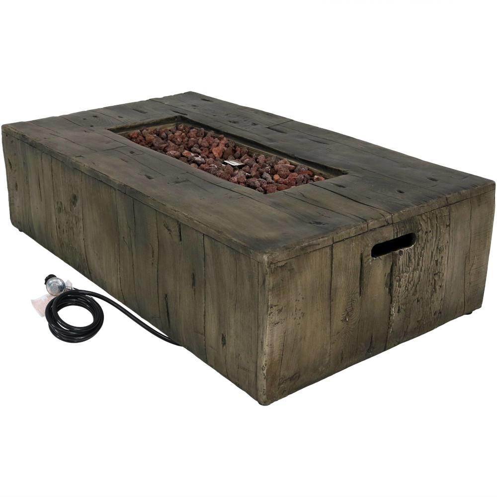 Ultimate Patio 48-Inch Rectangular Rustic Faux Wood Propane Gas Fire Pit Table - Main View thumbnail