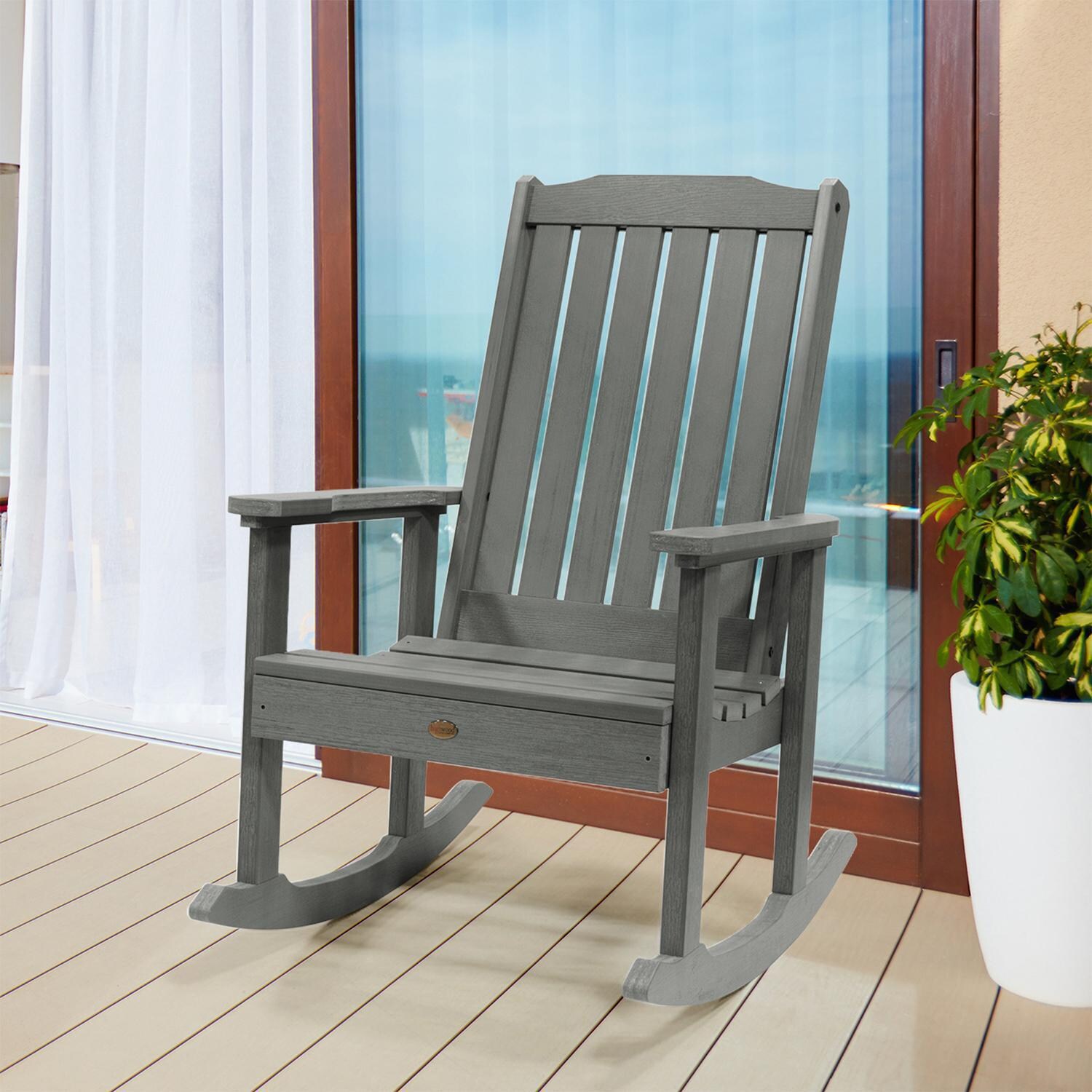 Hart Lane Recycled Plastic Rocking Chair in Coastal Teak by Lakeview Outdoor Designs