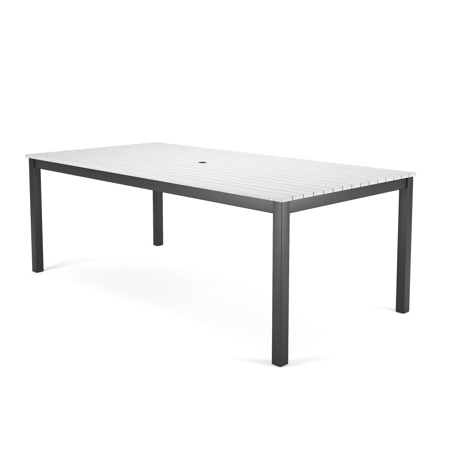 Lakeview 6400DC-72X41REC-7PC-SEA Cashmire View 7 Pc Aluminum Dining Set in Seashell - Table - White Background thumbnail