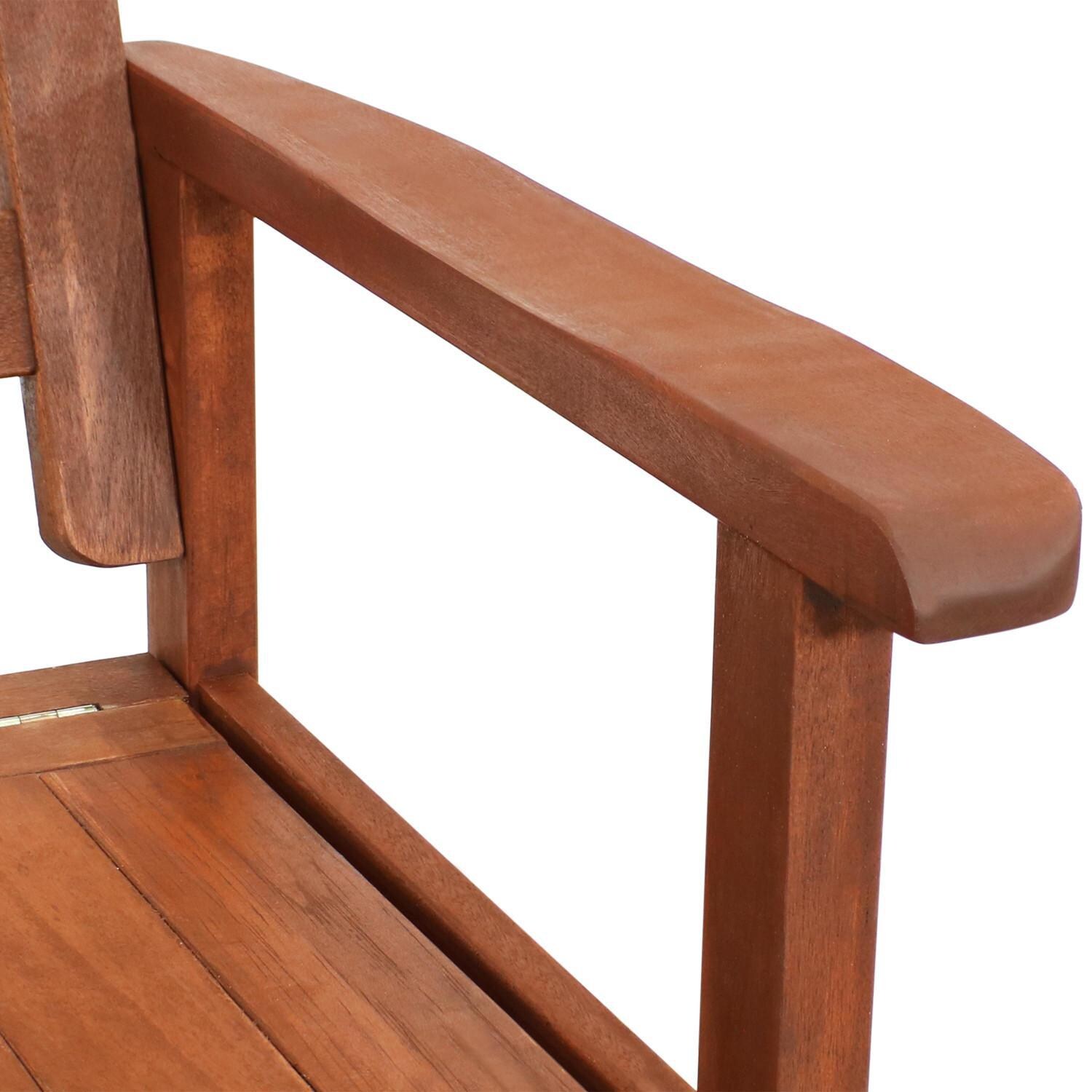 Ultimate Patio Meranti Wood 2-Seat Storage Bench W/ Teak Oil Finish - Bench Arm thumbnail