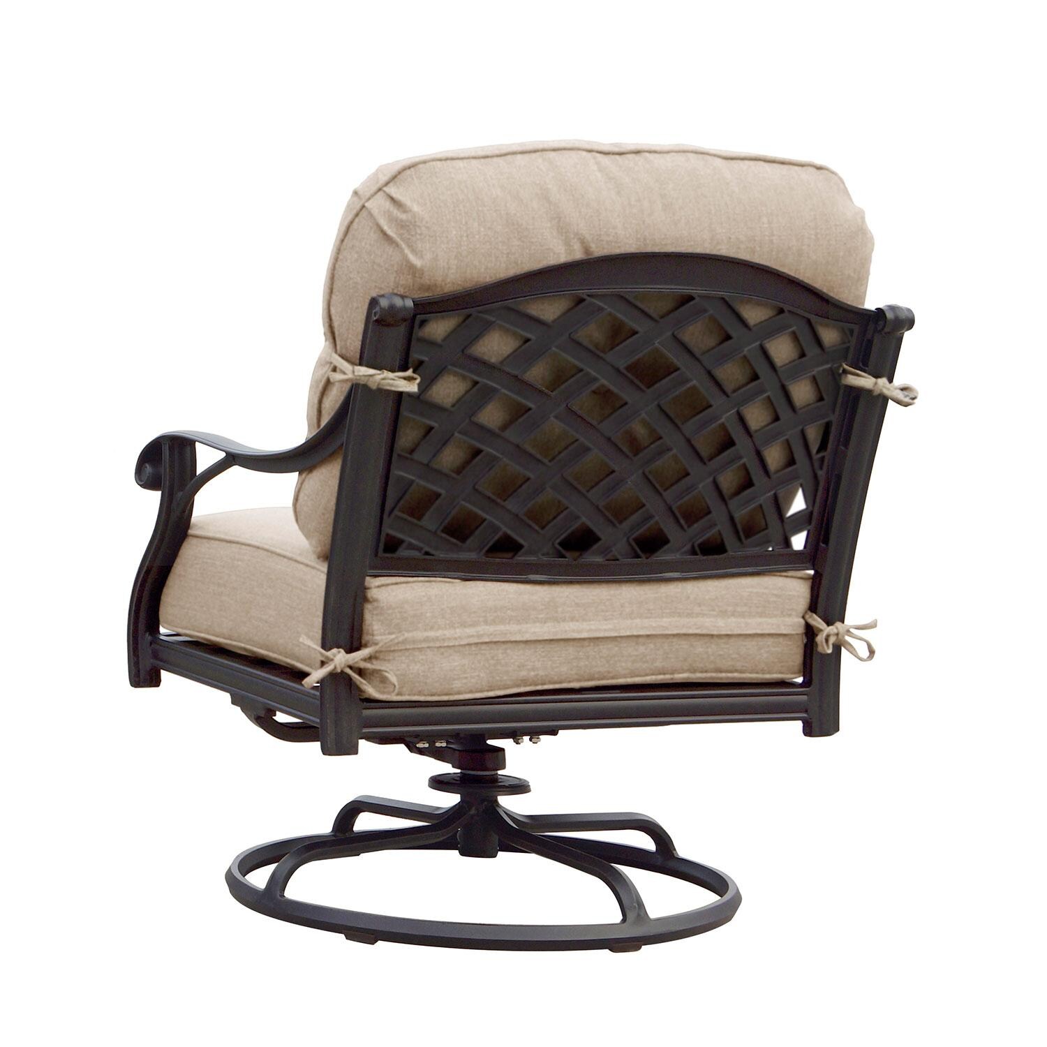 Darlee Nassau Cast Aluminum Swivel Rocker Club Chair - Rear View - White Background thumbnail