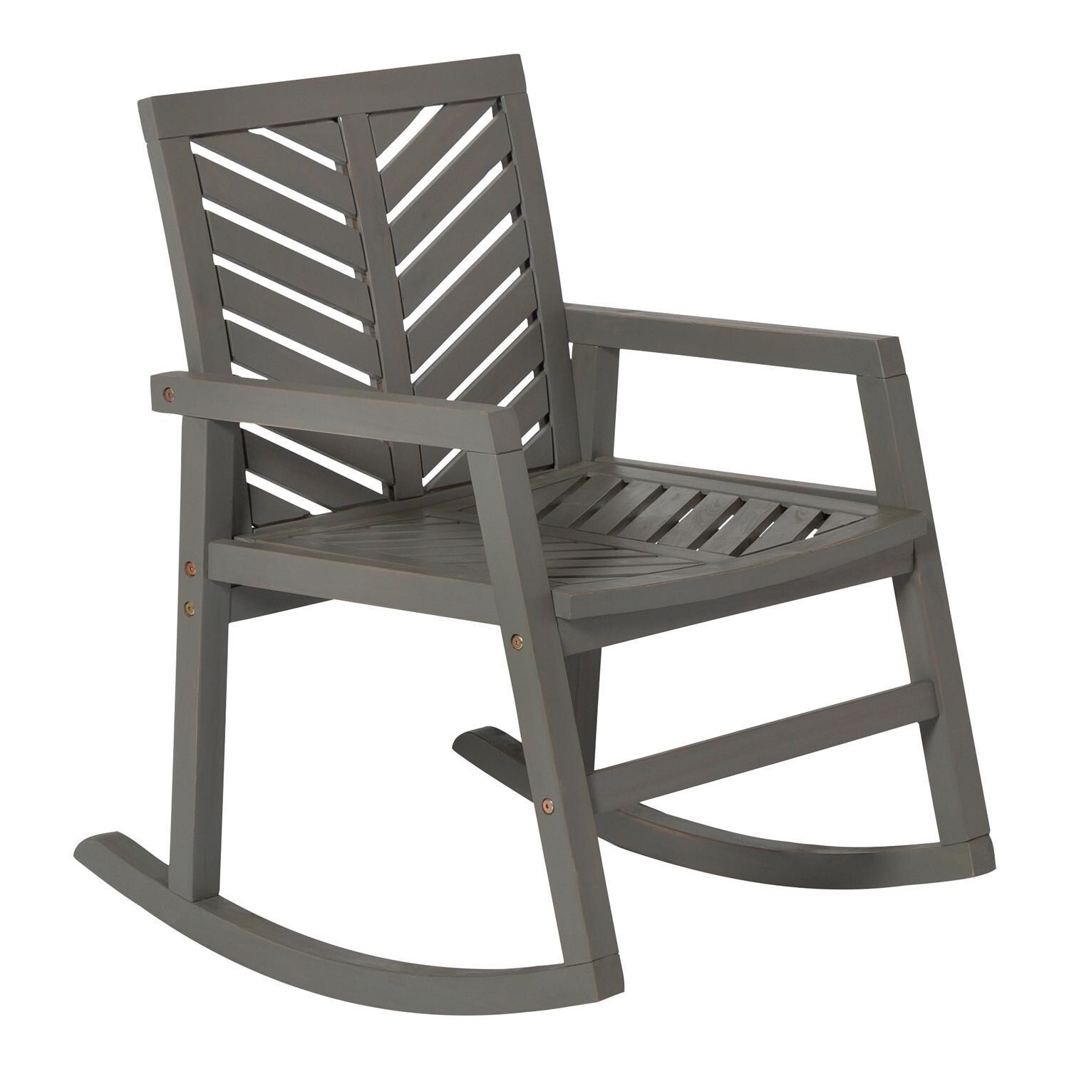 Ultimate Patio Wishlake Acacia Patio Rocking Chair - Gray Wash - Front View thumbnail